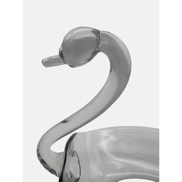 Vintage Clear Glass Swan Trinket Dish / Bowl 8.5" x 6.25" - Picture 6 of 6